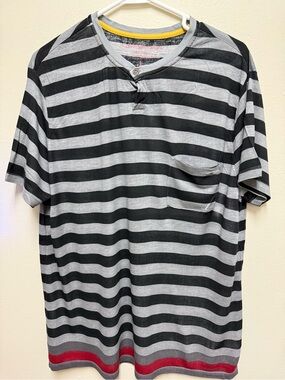 CMen's Striped Short-Sleeve Pocket Tee - Gray & Black
